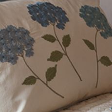 Sibona Hydrangea embroidered cotton cushion